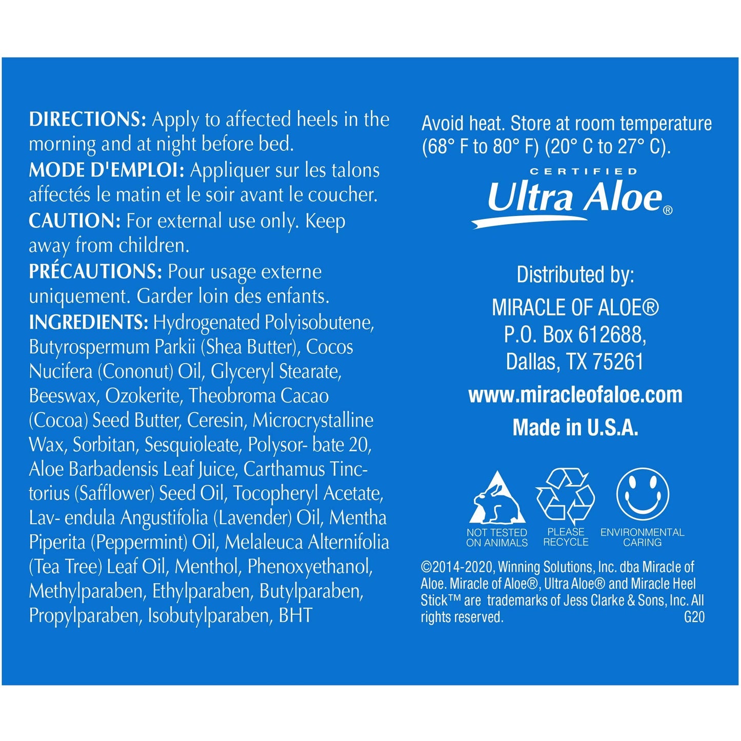 2-Pack Miracle Heel Stick with Pure UltraAloe Aloe Vera Gel | 2.5 ounce stick