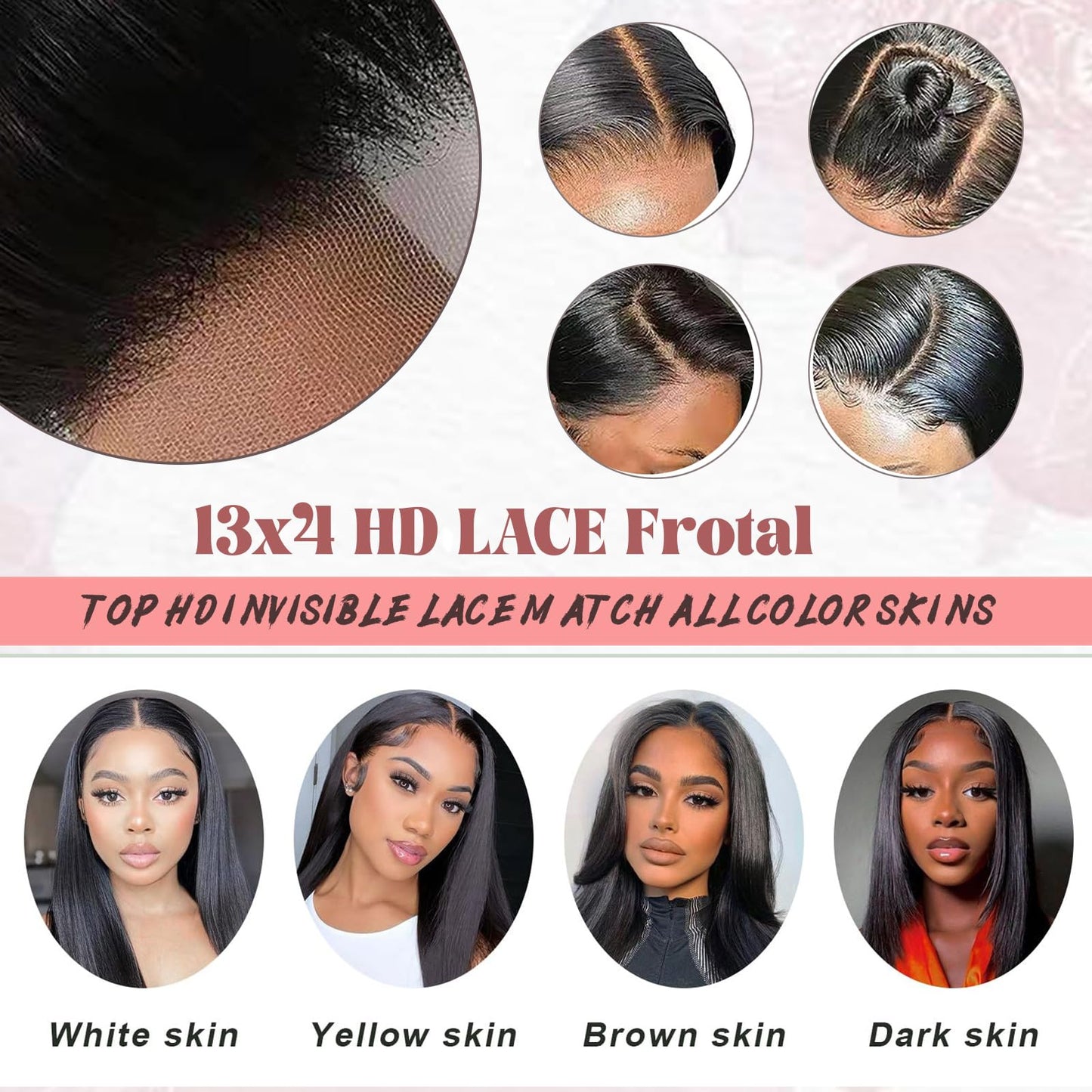 13x4 HD Transparent Lace Closure Human Hair,Body Wave Hd Invisible Lace Closure Virgin Human Hair Pre Bleacked Knots with Baby Hair Ear To Ear 13x4 Clear Film Lace Closure Natural Hairline Black Color