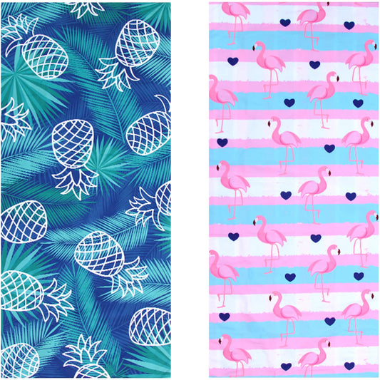 2 Pack Microfiber Oversized Lightweight Beach Towel for Adults Women Men, Reversible 71" x 32" XL Extra Large Thin Quick Dry Sand Free Pool Towels for Travel Sport Swimming Camping Picnic Yoga Gym