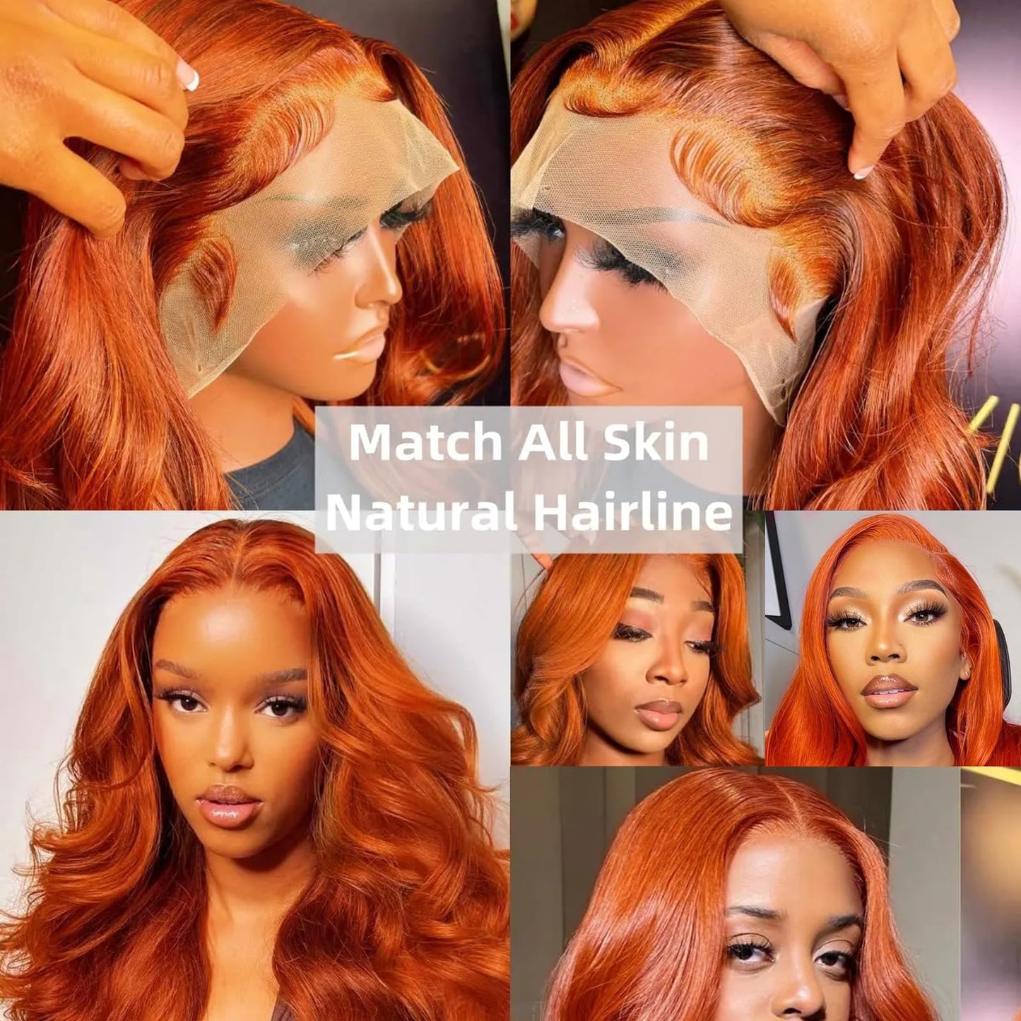 26 Inch 250% Density Ginger Lace Front Wigs Human Hair Orange 13x6 Lace Front Wigs Human Hair Pre Plucked,Body Wave Frontal Wigs Human Hair Hd Lace, Glueless Lace Front Wigs Colored With Baby Hair