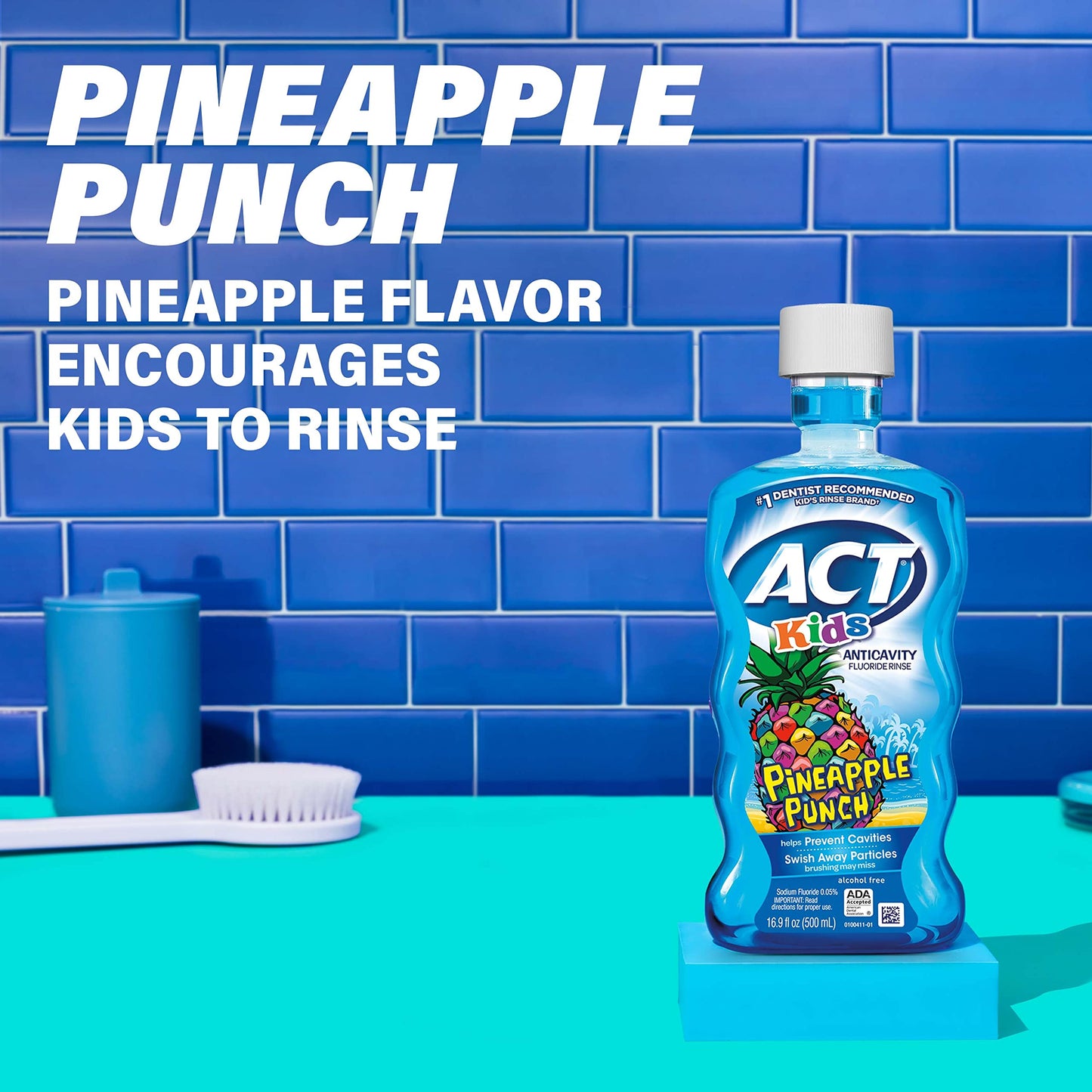 ACT Kids Anticavity Fluoride Rinse Pineapple Punch 16.9 fl. oz. with Cup and Toothpaste Wild Watermelon 4.6 oz.