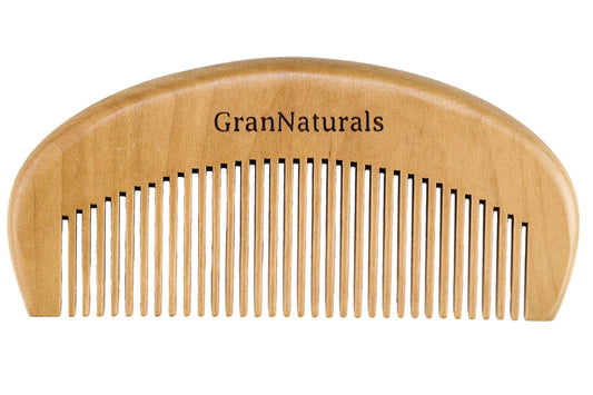 GranNaturals Wooden Comb for Detangling & Styling Wet or Dry Hair - Small Pocket Sized Fine Tooth Natural Wood for Curly, Thin, Thick, Wavy, or Straight Hair - Women's Birthing & Labor