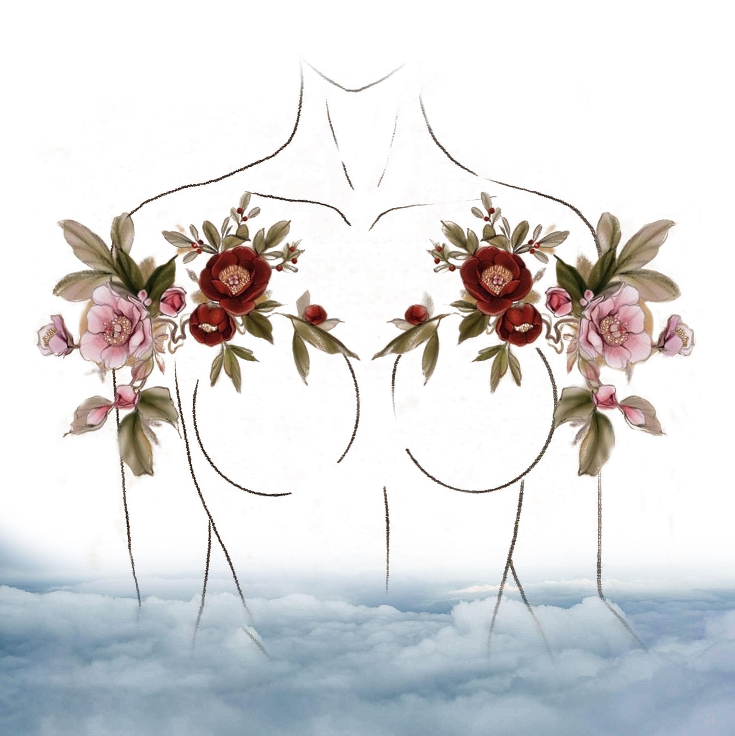 Adult Temporary Flower Tattoos Realistic Neck Long Lasting Temp Fake Tattoo (Temporary Tattoos Sticker 36)