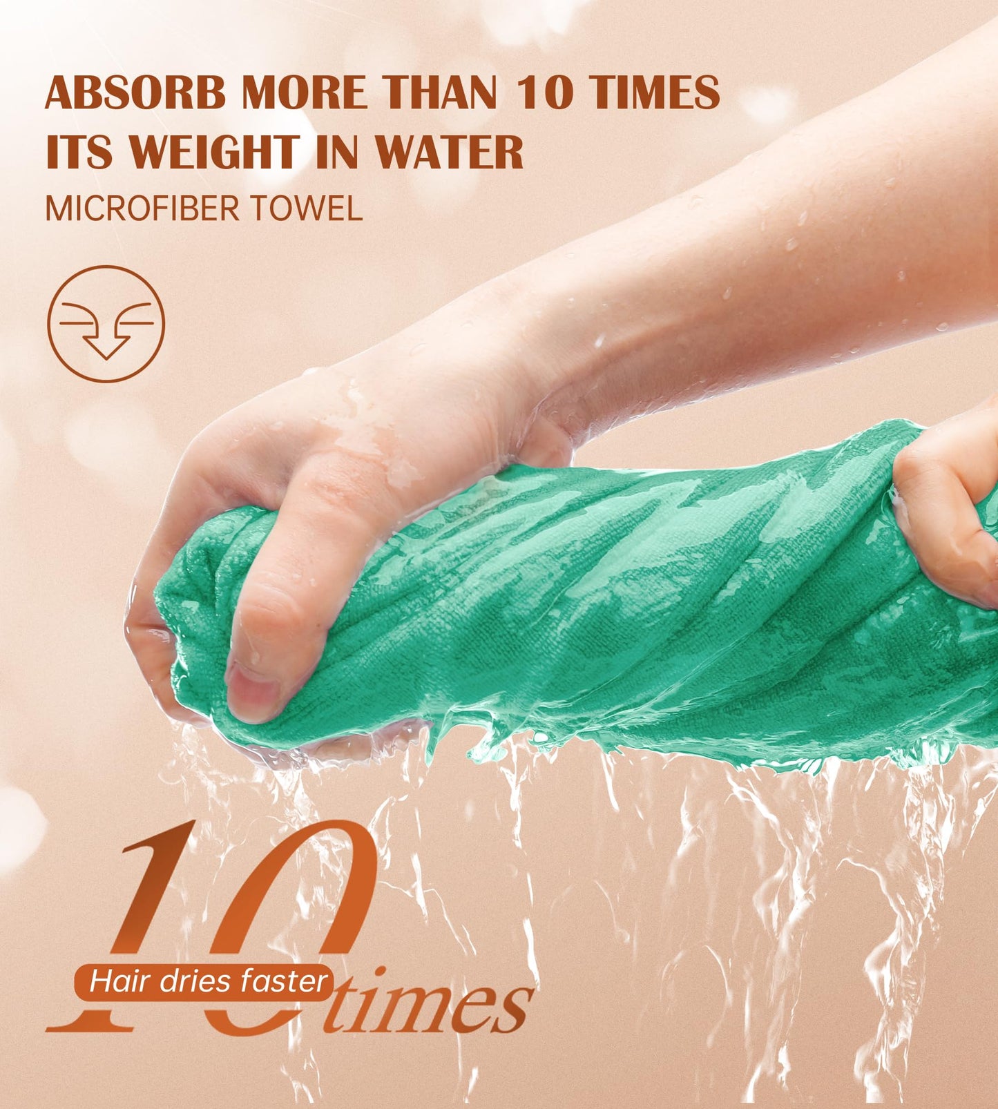 POPCHOSE Microfiber Hair Towel Wrap, 3 Packs Fast Drying Hair Turbans, Super Absorbent Hair Towel for Women, Anti Frizz Hair Wrap Towels