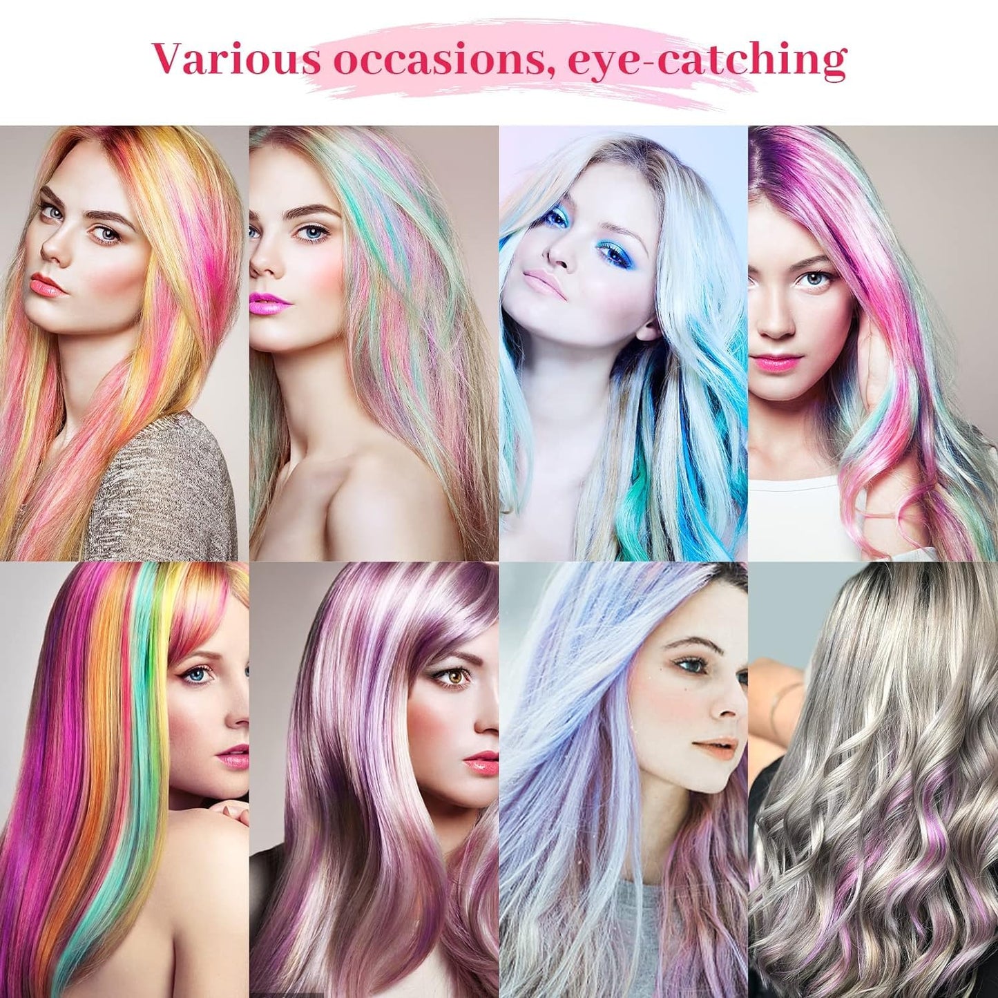 YaFex 12 Pcs Clip in Hair Extensions, 22 Inch Colored Hair Extensions Party Highlights Long Straight Synthetic Hairpieces for Women Kids Girls (Bright Green)