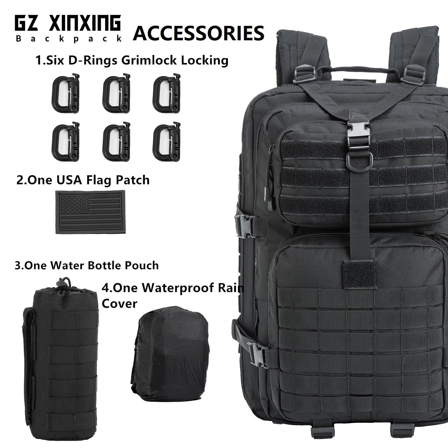 GZ XINXING 45L Large 3 Day Molle Assault Pack Military Tactical Army Backpack Bug Out Bag Rucksack Daypack