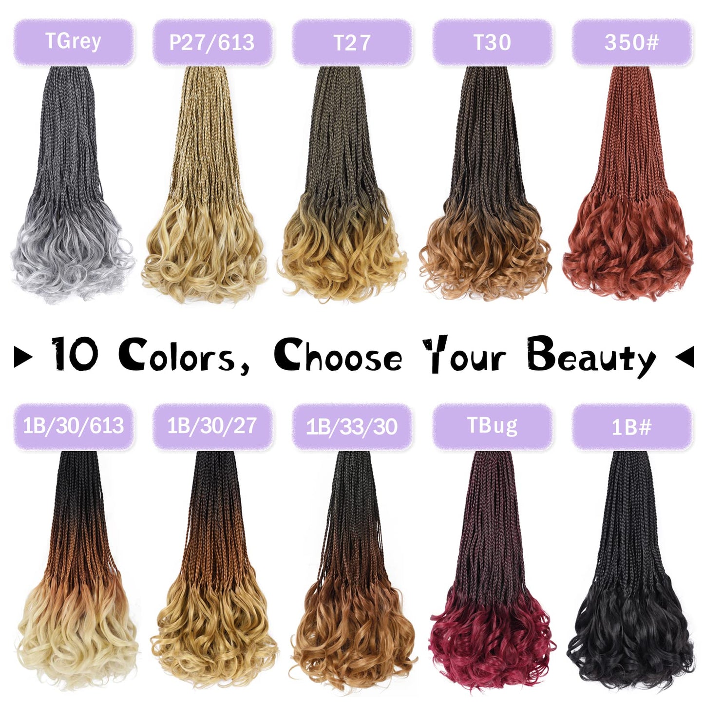 Curly Crochet Hair 24 Inch Goddess Box Braids Crochet Hair Pre Looped French Curl Crochet Braids French Curly Braiding Hair for Women 8 Packs Crochet French Curl Braids Hair Extension (1B/30)