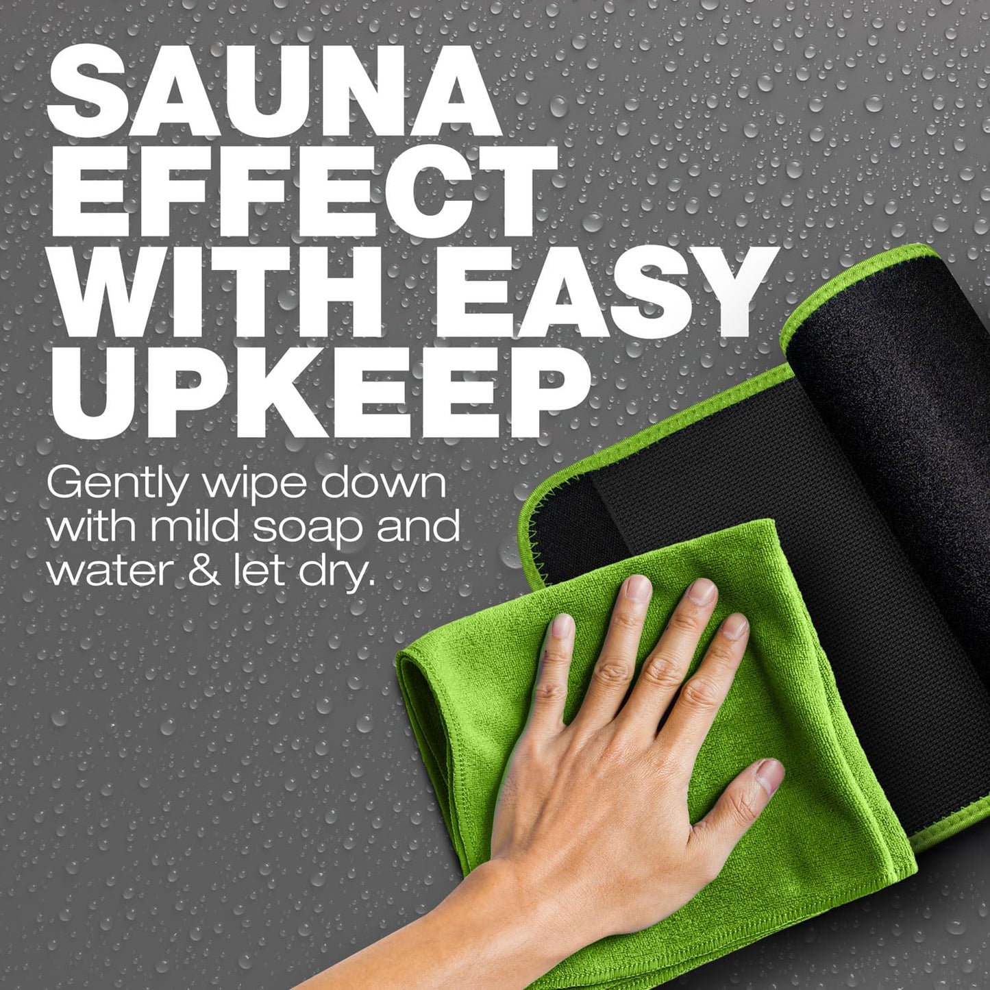 ActiveGear Waist Trainer for Women & Men - Sweat Band Waist Trimmer Belt for a Toned Look - Reinforced Trim and Double Hook & Loop Fasteners (Mint Hem, Medium: 8” x 42”)