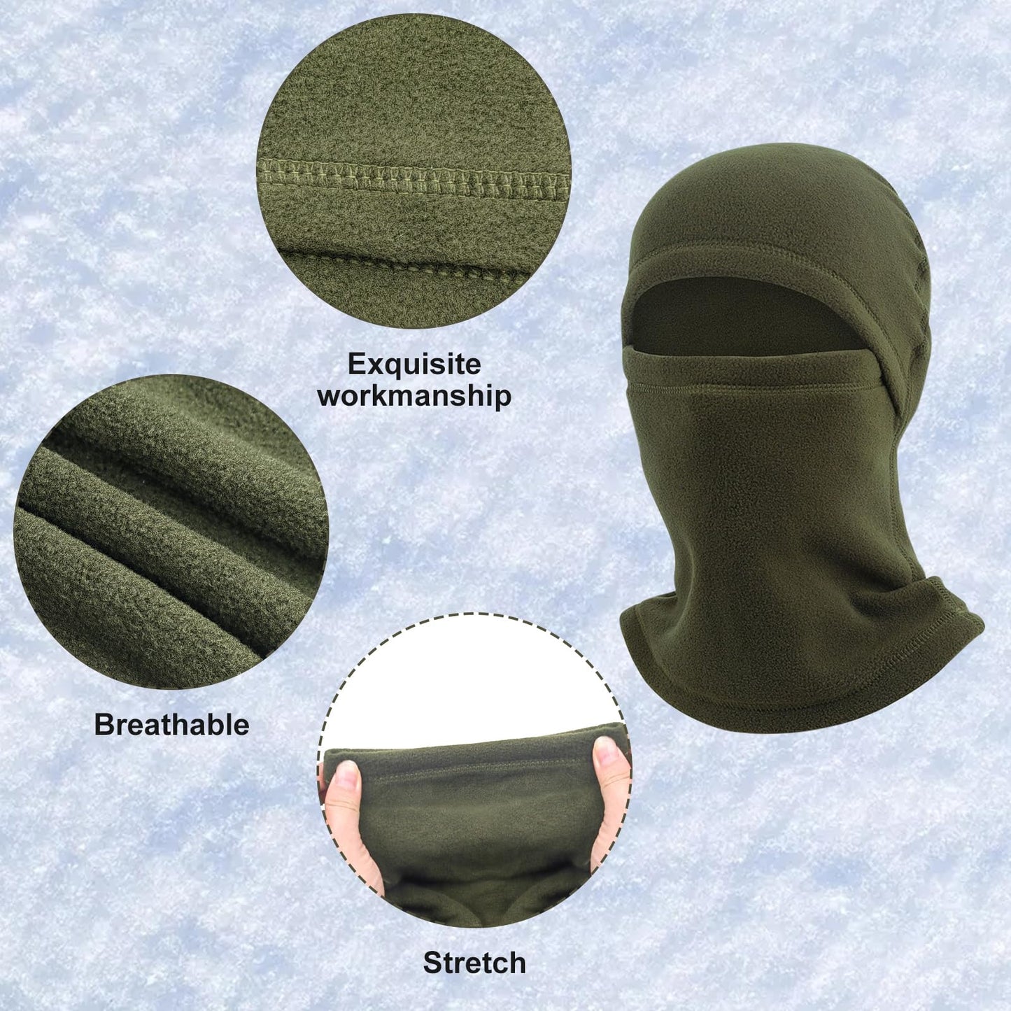 3 Pieces Full Face Cover Winter Warm Fleece Balaclava Face Mask, Soft Winter Ski Mask for Men Women Cold Weather
