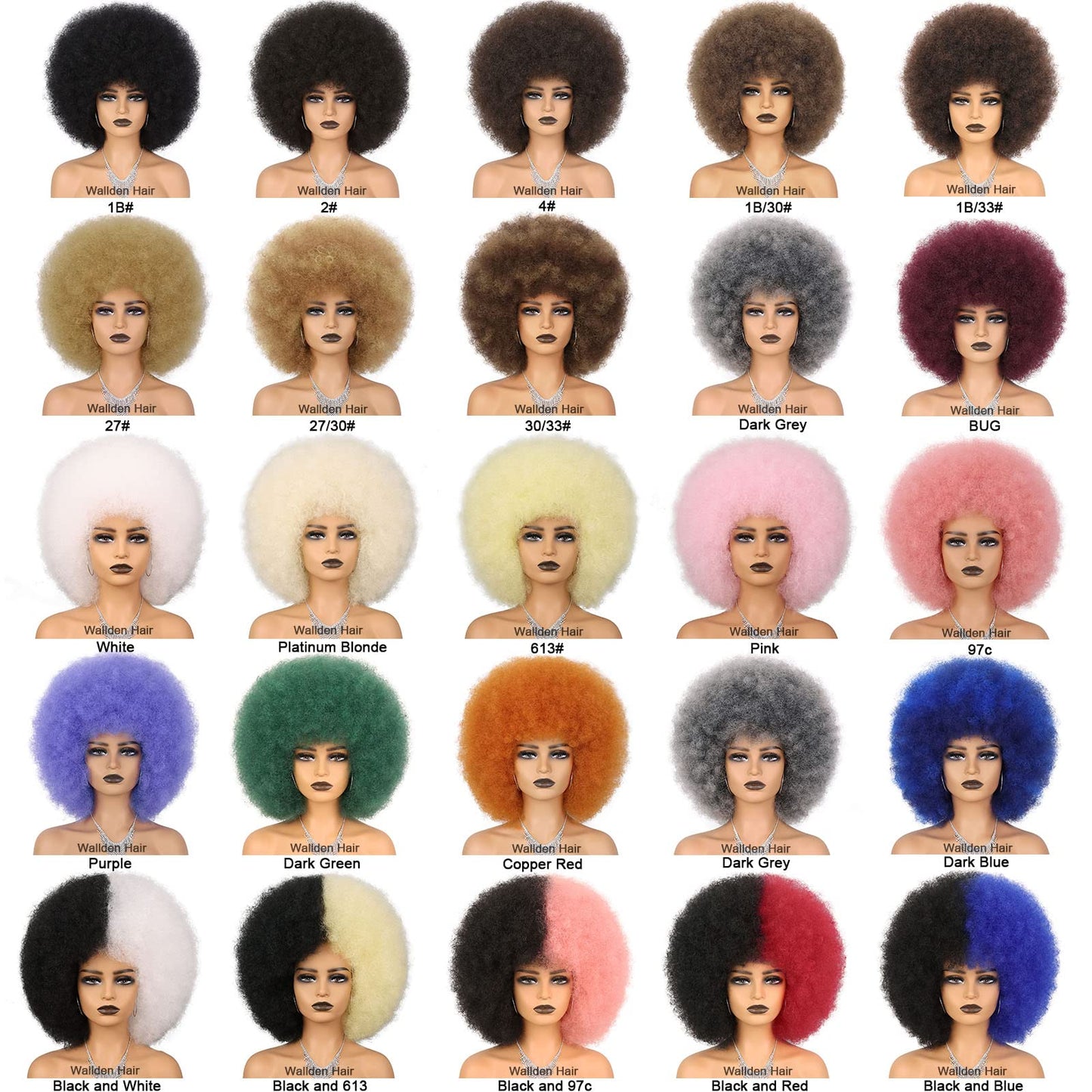 Wallden Hair Short Afro Puff 70s Wigs for Black Women Glueless Wear and Go Wig Fluffy Shoulder Length Heat Resistant Bouncy Colorful Wig and Synthetic Wigs (27/30#)