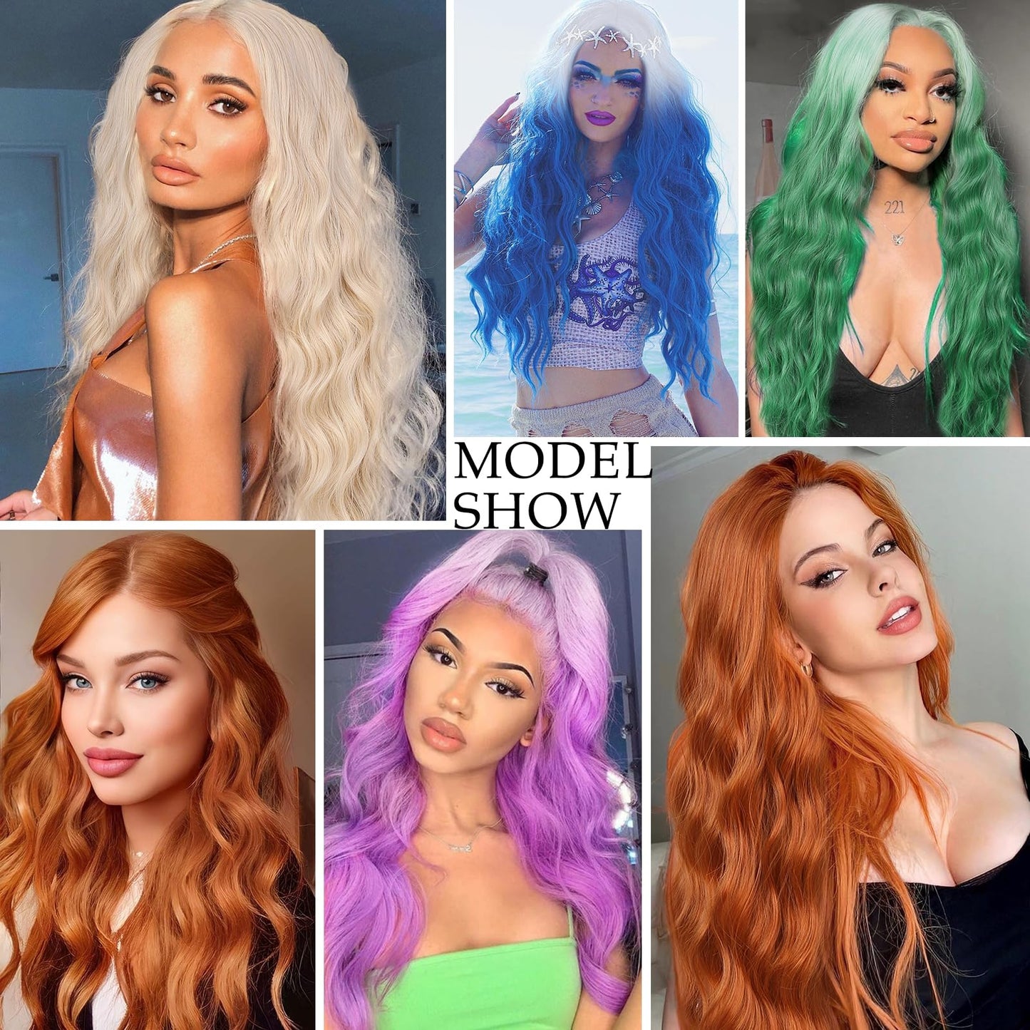 HANNE long Blonde Wig Middle Part Ash Blond Long Wavy Wigs Heat Resistant Platinum Blonde Wig for White Women (Blond Wavy Wig)