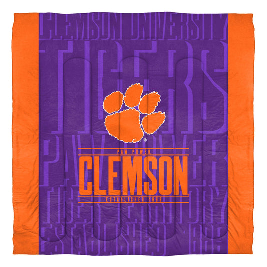Northwest NCAA Clemson Tigers Unisex-Adult Comforter and Sham Set, Twin, Modern Take