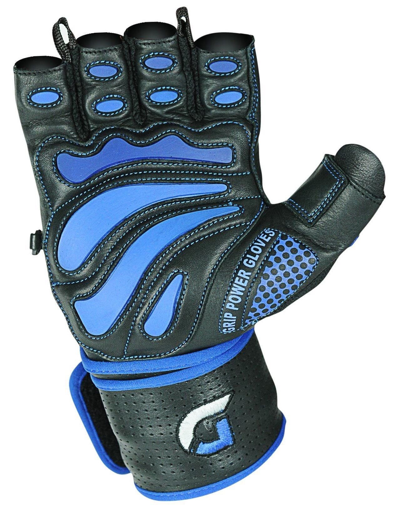 Grip Power Pads® Elite Leather Gym Gloves with Built-in 2” Wide Wrist Wraps - Leather Glove Design for Weight Lifting, Power Lifting, Bodybuilding & Strength Training Workout Exercises (Medium)