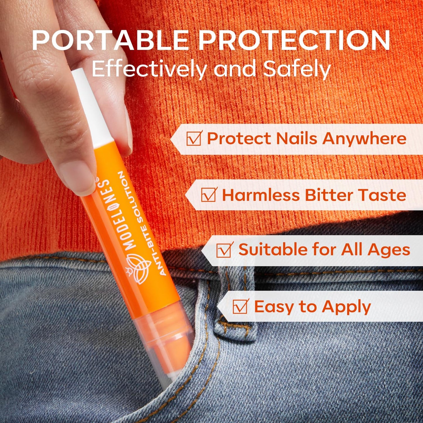 modelones Stop Nail Biting Pen, Nail Biting Prevention, Thumb Sucking Deterrent, Nail Biting Treatment for Kids & Adults, Natural Nail Care Pen to Help Stop Nail Biting Habit, Safe Solution for Biters