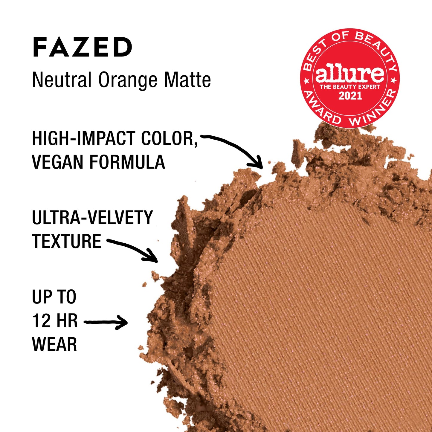 URBAN DECAY 24/7 Longwear Eyeshadow Single (Fazed - Neutral Orange Matte), High-Pigment Eye Shadow Compact, Smooth & Blendable Colors, Crease-free, Vegan - 0.06 oz