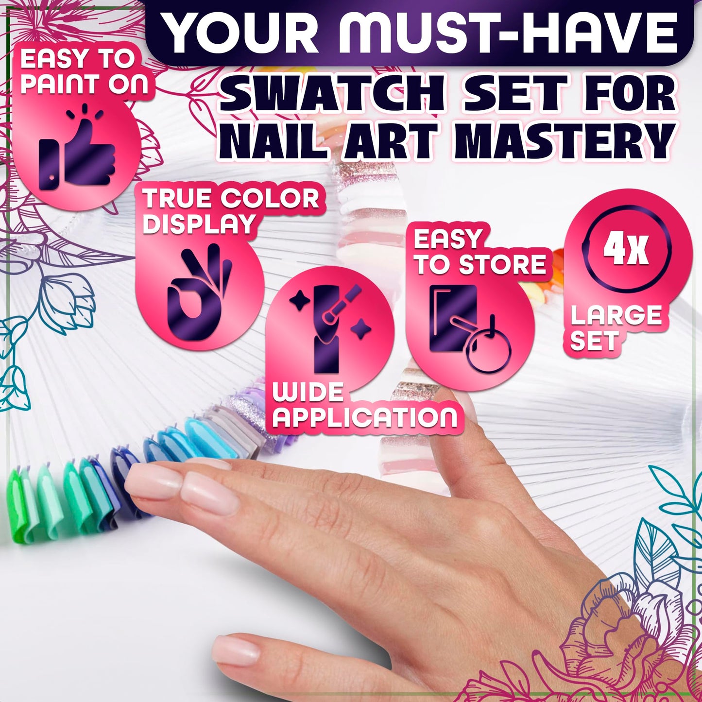 100Pcs Nail Swatch Templates for Acrylic Nails - Gel Nail Display Tips Nail Polish Swatch Templates Plastic Nail Tips Acrylic Nail Display Nail Tools - Nail Equipment Clear Nail Tips for Acrylic Nails