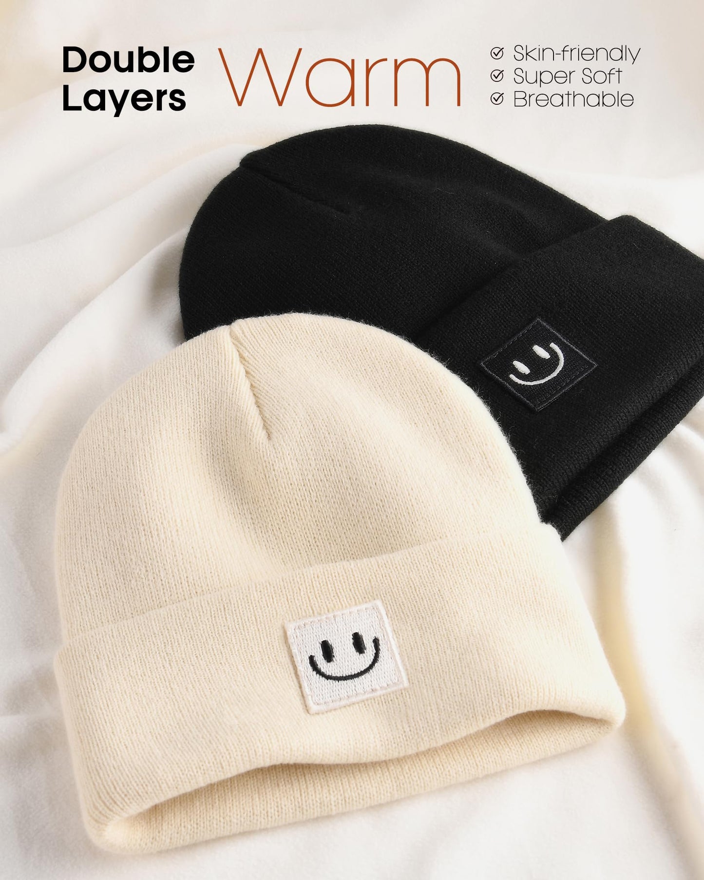 FURTALK Unisex Beanie for Women Men Knit Cuffed Winter Hats Soft Warm Cute Ski Skull Caps Black