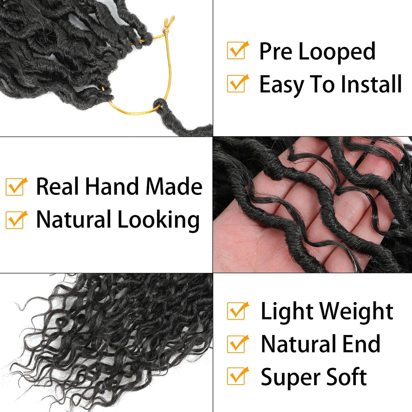 Col Bling Goddess Locs Crochet Hair 14 Inch 8 Packs Faux Locs Crochet Hair for Women Pre Looped Crochet Boho Goddess Faux Locs Crotchet Hair with Curly Ends #2