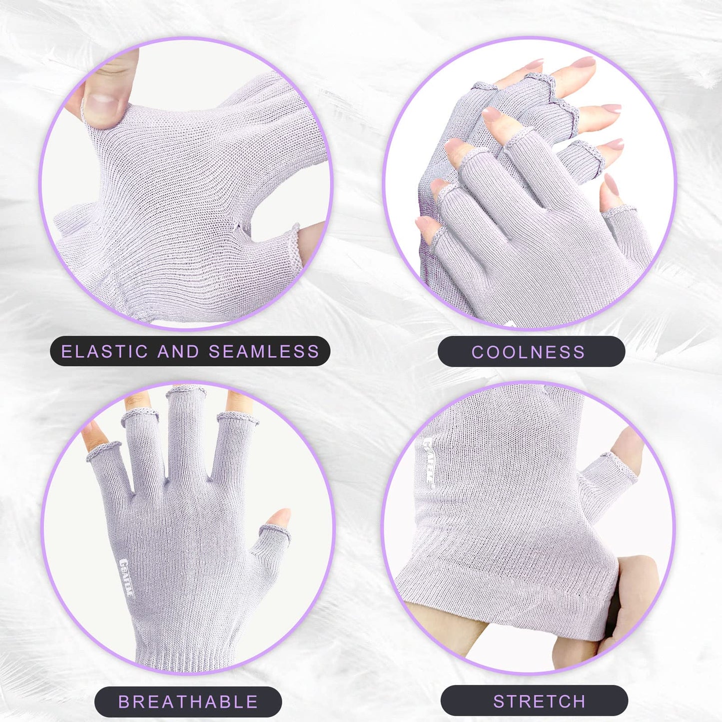 GSAFEME Cotton Gloves for Dry Hands - Fingerless Touchscreen Moisturizing Gloves for Sleeping - Cotton Eczema Gloves for Men and Women, Purple S/M 3 Pairs