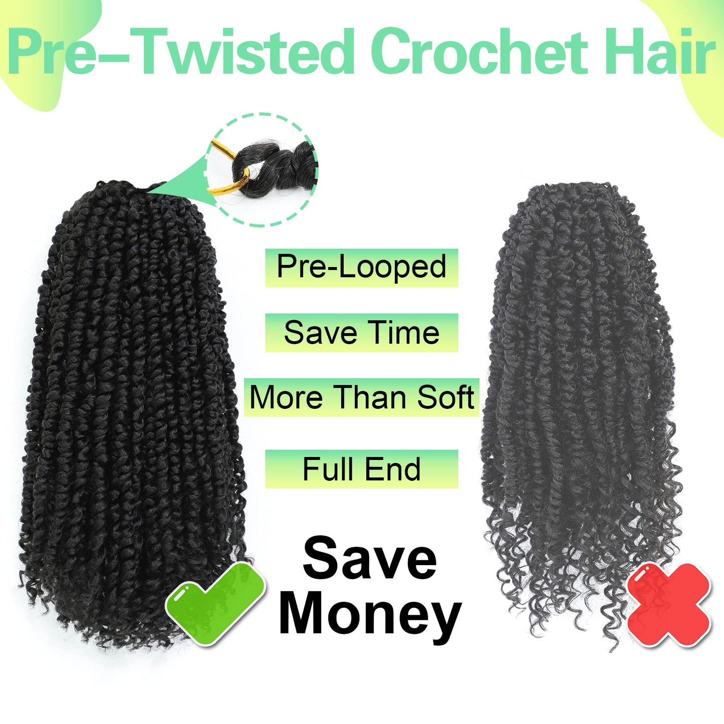 Passion Twist Crochet Hair 8Inch Passion Twist Hair 8 Packs Pre Looped Passion Twist Curly Crochet Hair Short Crochet Hair for Black Women Extensions (T30-8pack)…