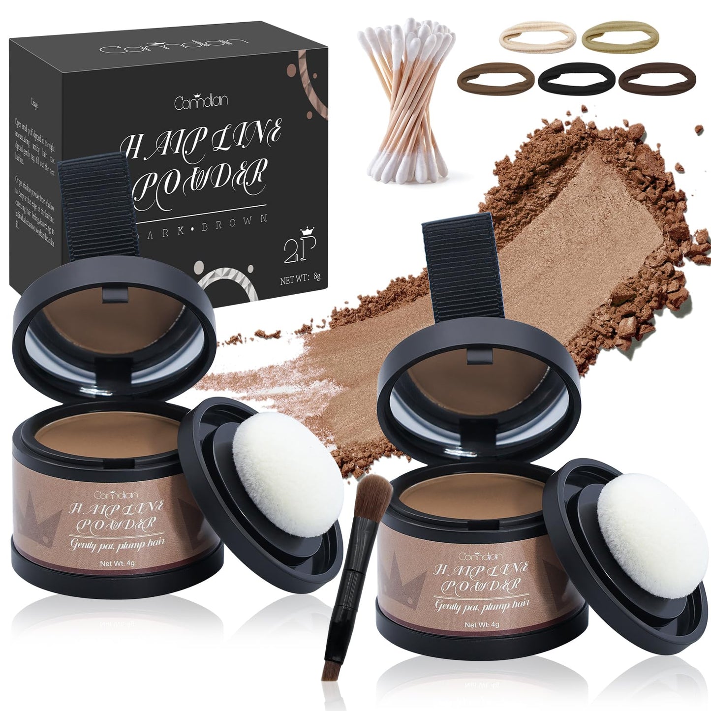 2 Pack Hairline Powder for Women and Men, Used to Root Touch Up Hair Color, Thinning and Gray Hair Coverage and Bald Spots Coverage, Brown