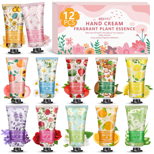 12 Pack Hand Cream Gifts Set For Women, Mini Hand Lotion Travel Size in Bulk for Dry Cracked Hands, Graduation & Christmas Gifts, Teacher Appreciation & Party Favors