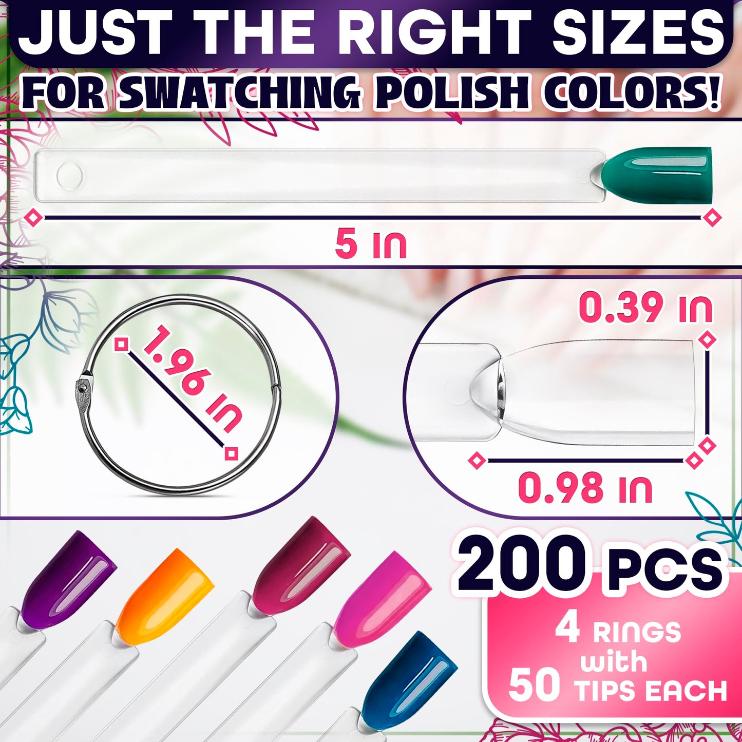 100Pcs Nail Swatch Templates for Acrylic Nails - Gel Nail Display Tips Nail Polish Swatch Templates Plastic Nail Tips Acrylic Nail Display Nail Tools - Nail Equipment Clear Nail Tips for Acrylic Nails