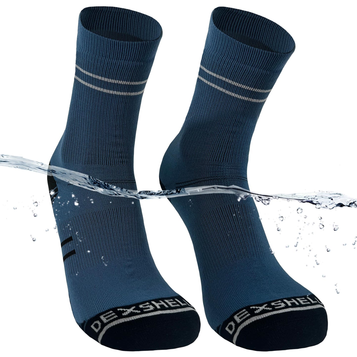 DexShell Waterproof Socks for Men and Women Winter Trail Running, Hiking, Cycling - Moisture Wicking Coolmax Inners, Ankle Mallard Blue,Unisex Large