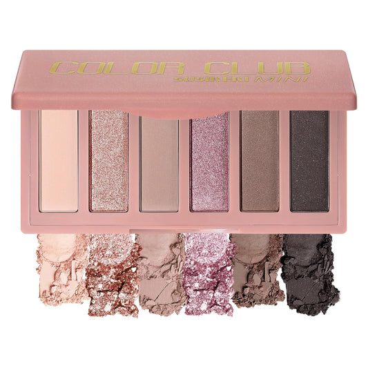 SUSIKEKI 6 Colors Mini Naked Eyeshadow Makeup Palette Rosy Neutral Nude Eye Shadow Shimmer & Matte Make Up Pallet with Mirror Highly Pigmented Long Lasting Waterproof Travel Size Gift Kit 02