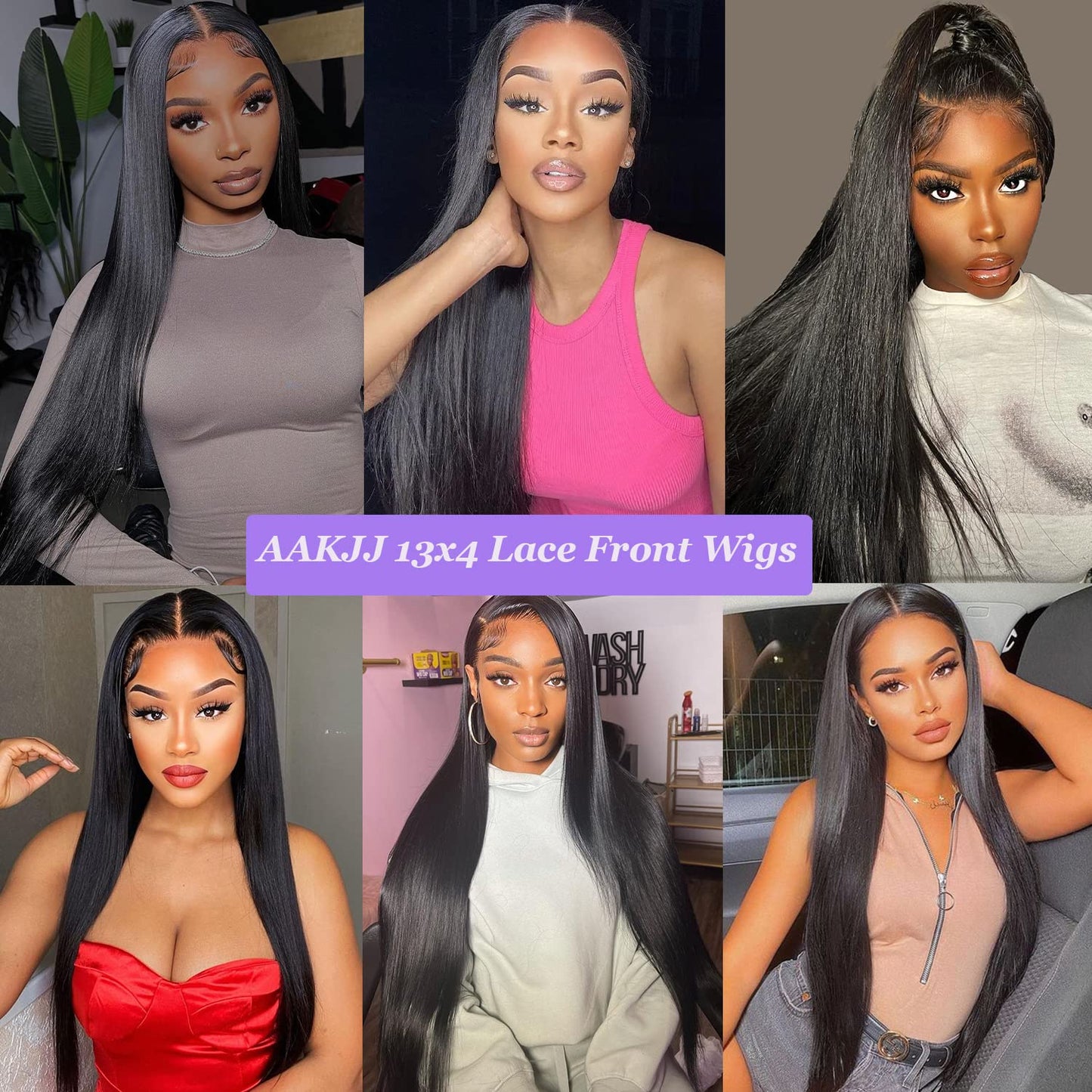 AAKJJ Lace Front Wigs Human Hair Pre Plucked with Baby Hair Straight 13x4 Human Hair HD Transparent Lace Front Wigs for Women Glueless 200 Density (24 Inch, Straight Wigs)