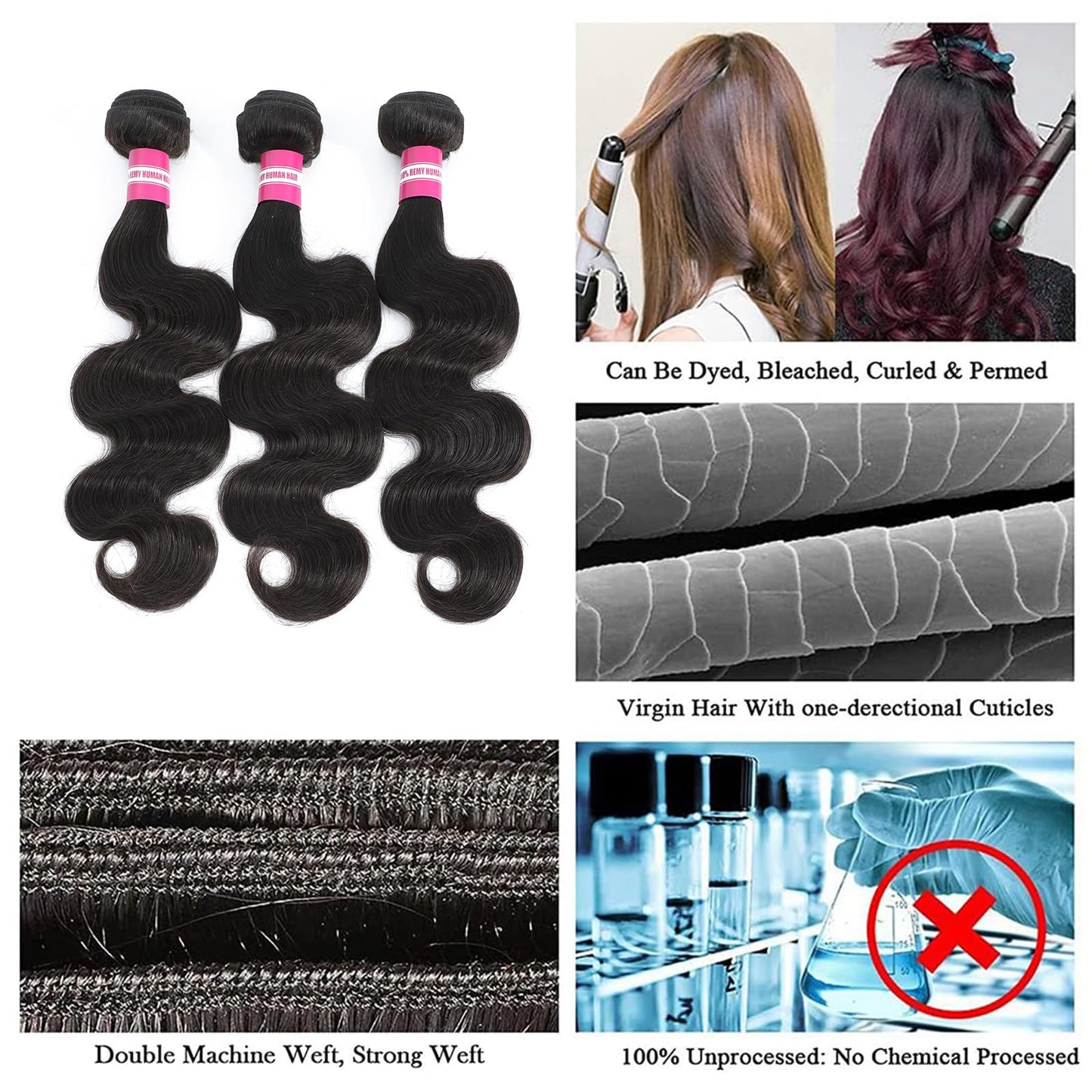 12A Body Wave Bundles Human Hair 20 22 24 Inch Human Hair Bundles Body Wave 3 Bundles 100% Unprocessed Brazilian Virgin Hair Bundles Deals Human Hair Extensions Natural Color