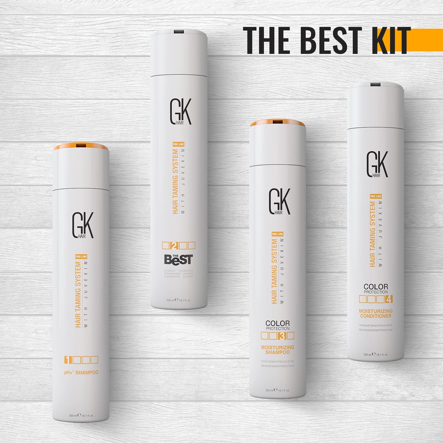 GK HAIR Global Keratin The Best Kit (10.1 Fl Oz/300ml) Smoothing Keratin Hair Treatment Professional Brazilian Complex Blowout Straightening For Silky Smooth & Frizz Free Hair