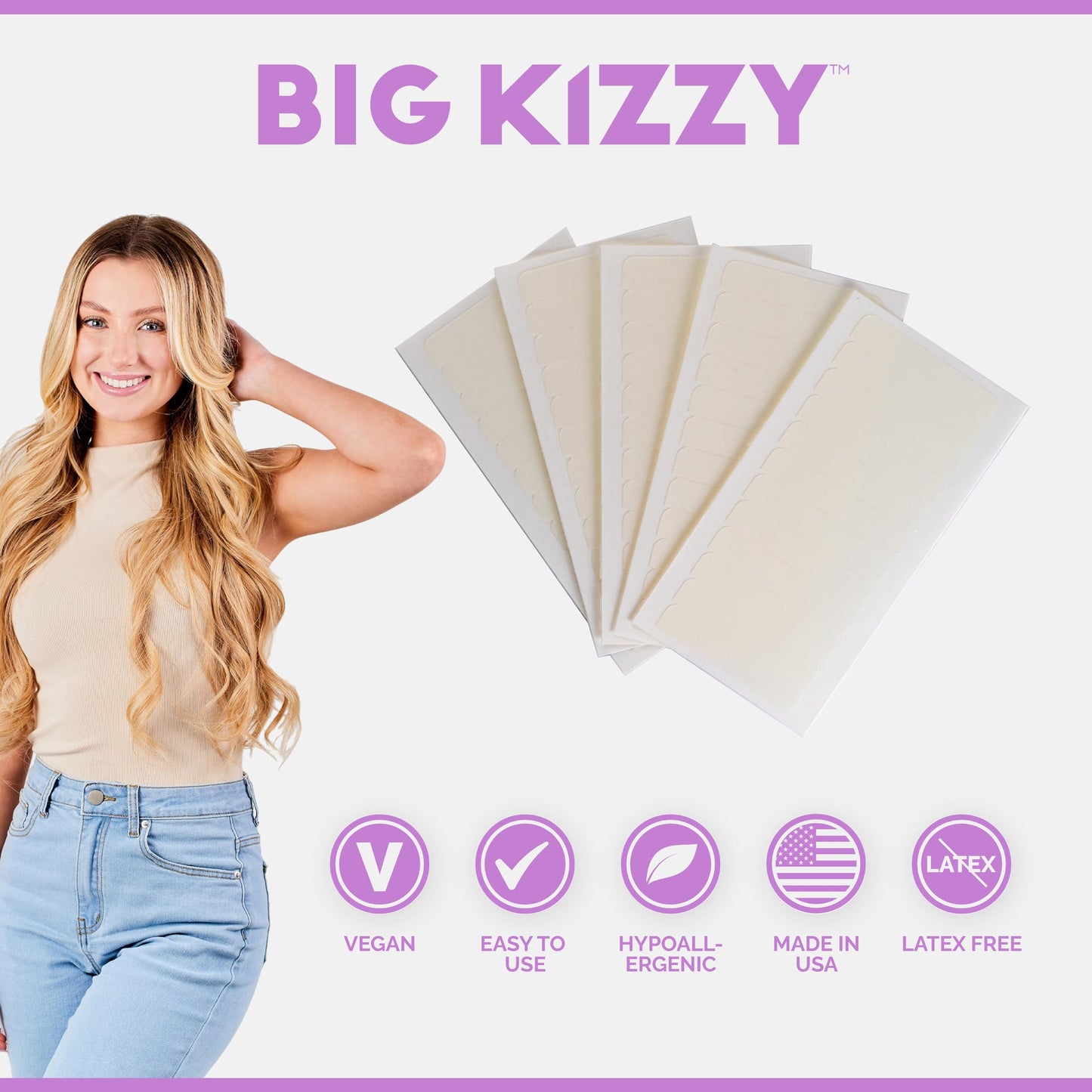 Single Sided Pro Hold Replacement Tape for Hair Extensions - 5-7+ Weeks of Wear - Strong Hold and Residue Free One Sided Tape for Extensions - 48 Tabs - Made in USA