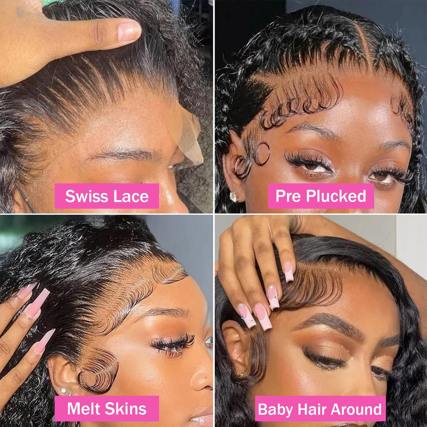 30Inch Deep Wave Lace Front Wigs Human Hair 13x4 HD Transparent Deep Curly Lace Frontal Wigs for Women Human Hair Pre Plucked with Baby Hair 180% Density Glueless Human Hair Wig Natural Color