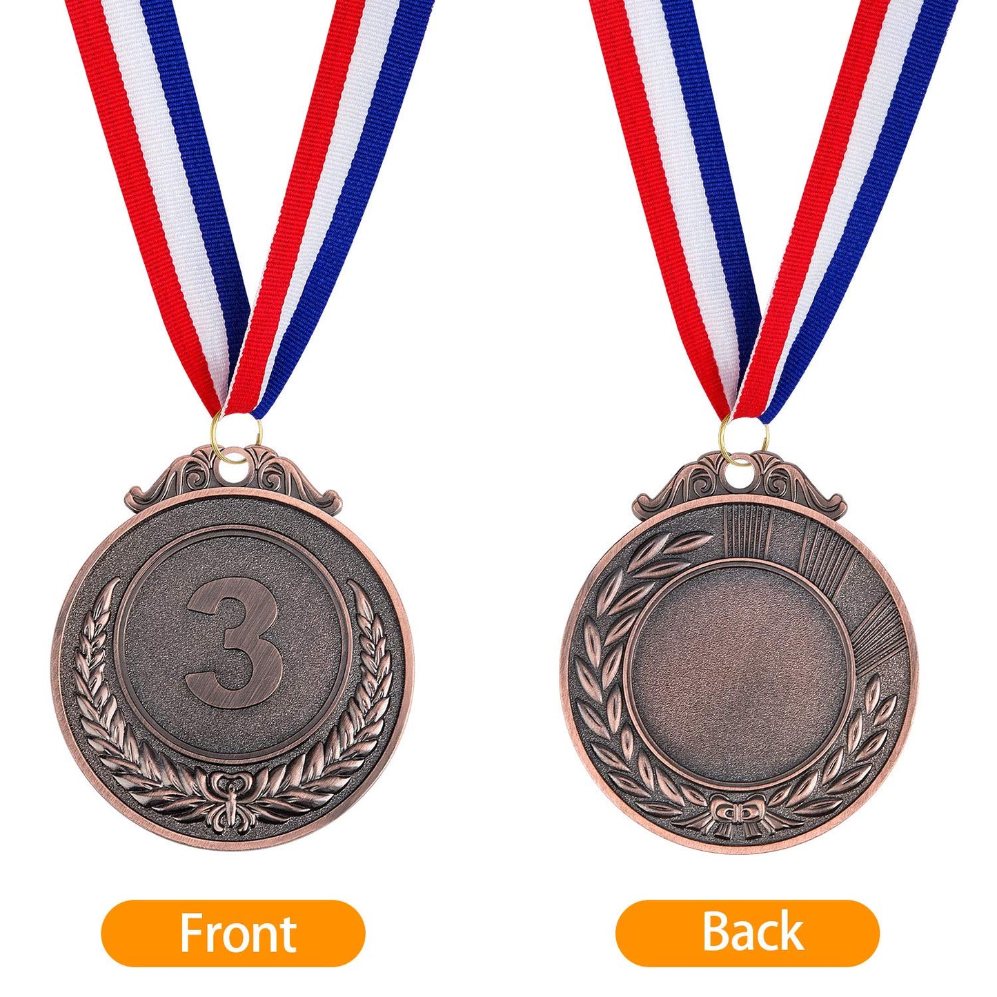 36 Pieces Award Medals 1st 2nd 3rd (Gold, Silver, Bronze) Metal Style Winner with Neck Ribbon, 2 Inches
