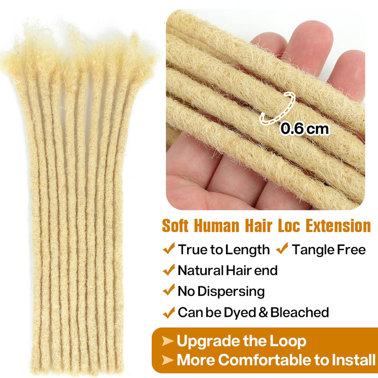 6-18 Inch Dreadlock Extensions Human Hair Fully Handmade Human Hair Dreadlock Extensions for Man/Women Locs Extensions Human Hair Can Be Dyed Bleached Curled… (6Inch-10Strands, 0.6CM Width-613#)