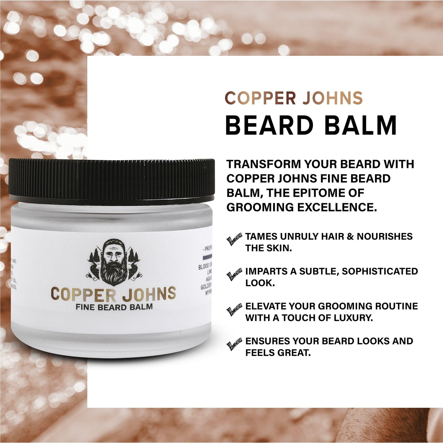 Natural Beard Balm for Men, Medium to Firm Hold & Seals in Moisture with Shea Butter, Jojoba Oil, & Sea Minerals, Barbershop-Warm Wood & Bay Rum, 2oz