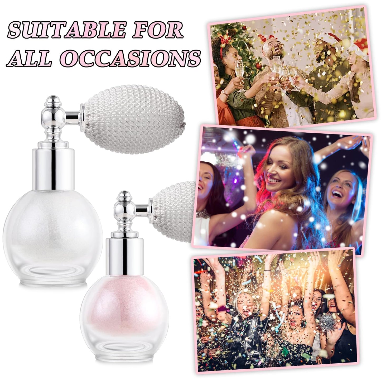 Hair and Body Glitter Spray, Holographic Glitter Highlighter Powder, Face Body Clothes Shiny Glitter, Loose Shimmer Hairspray Festival Rave Prom Accessories (Nude Pink)