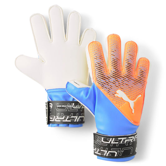 PUMA Unisex Child Ultra Protect Soccer Gloves, Ultra Orange-Blue Glimmer, 7
