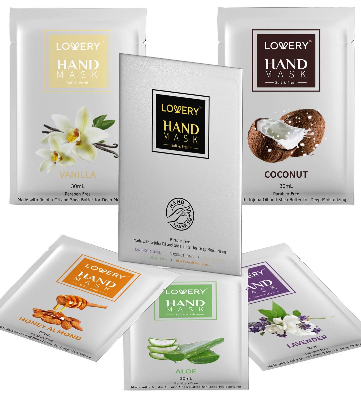 Mothers Day Gifts Deep Conditioning Hand Mask, 5 Pack, Coconut, Aloe, Honey Almond, Lavender, Vanilla, Made with Vitamin E, Shea Butter & Jojoba Oil, Gifts for Women Birthday, Gift for Mom Best Friend