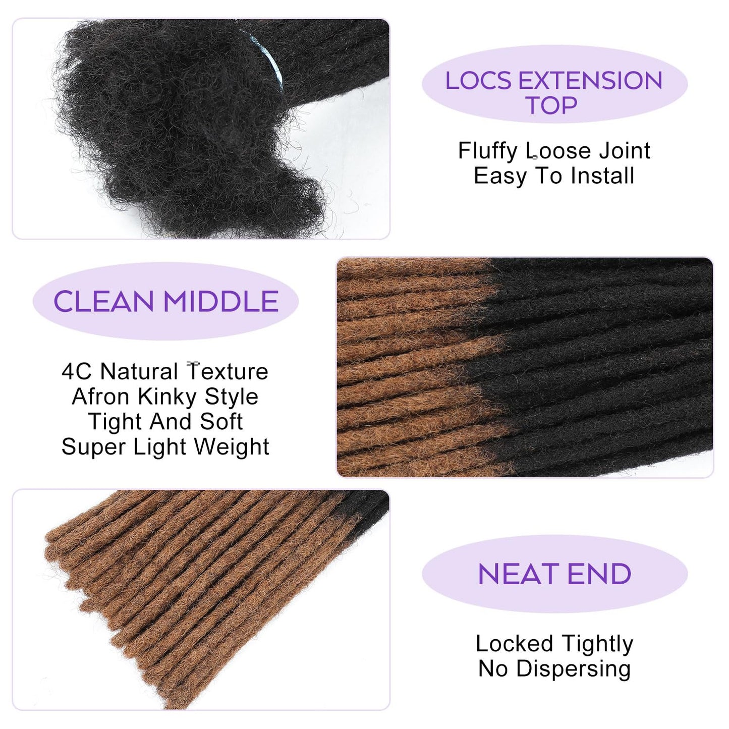 18Inch Dreadlock Extensions Loc Extensions Human Hair 0.6CM 100% Real Human Hair Full Head Handmade Permanent Dreadlocks Extension for Men/Women(18 Inch 30Strands,T1B/30#)