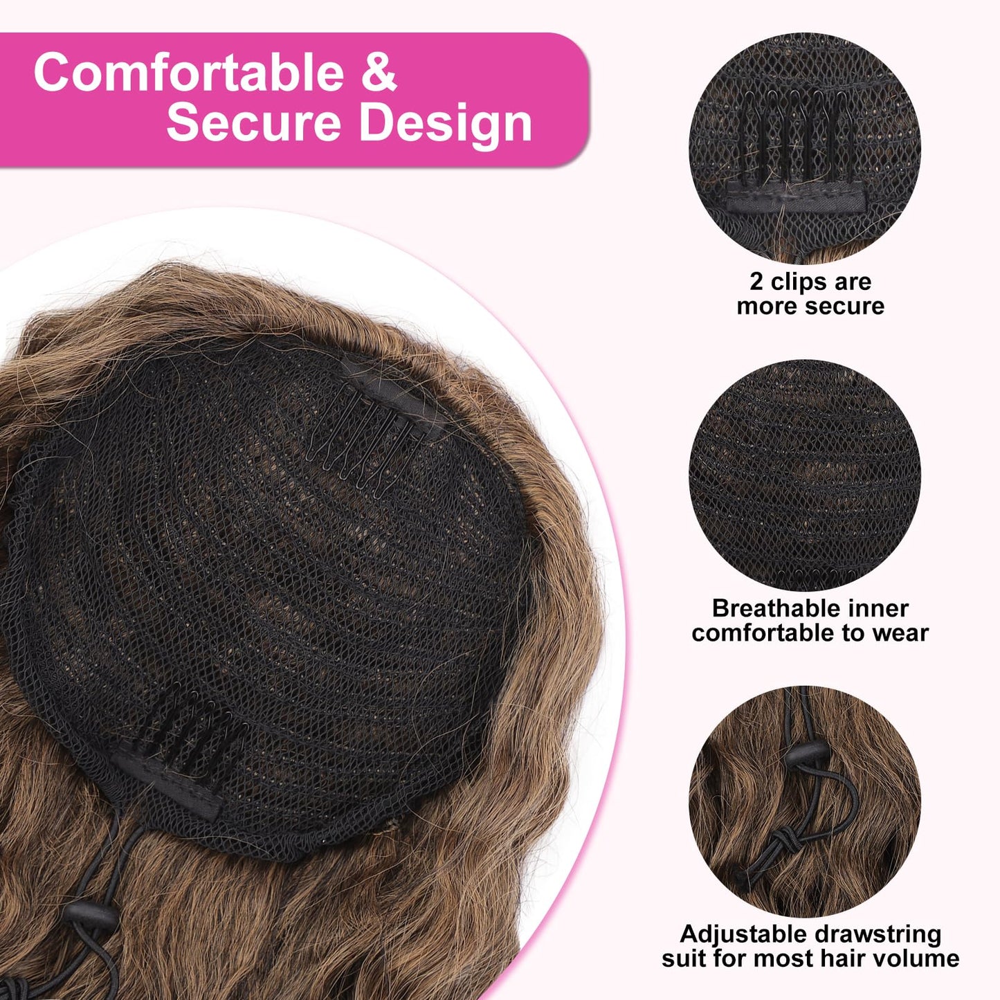 AISI BEAUTY Curly Ponytail Extension Drawstring Ponytail for Women 18 Inch Fake Ponytail Synthetic Clip in Pony Tails Hair Extensions