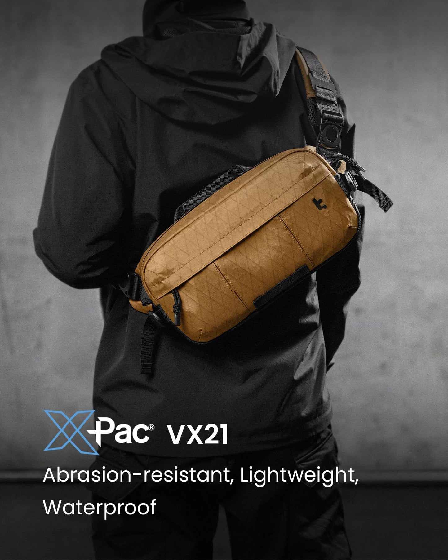 tomtoc 5.5L X-Pac Sling Bag, Heavy Duty Crossbody Bag for Men, Carry Chest Daypack, Water-resistant Shoulder Travel Bag for Steam Deck, ROG Ally X, 2024 iPad mini A17 Pro, Urban Techwear, Tactical