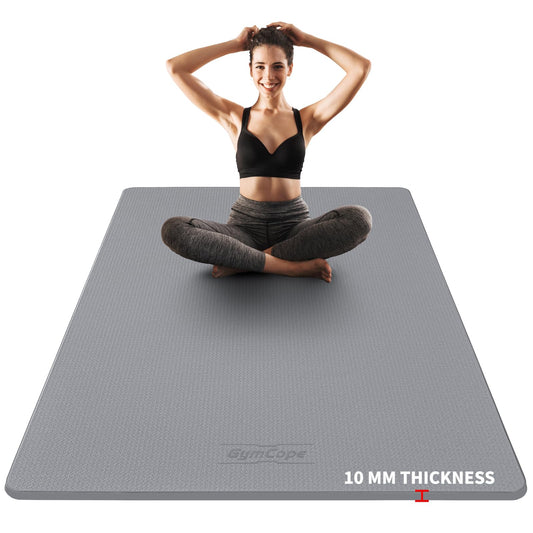 GymCope 10MM Thick Yoga Mat, 72" x 48" Large Workout Mat for Home Gym, Edge-Seamed Design, Superior Grip, Shock-Absorbing Cushion, Ultimate Comfort and Protection for Yoga, Fitness Training
