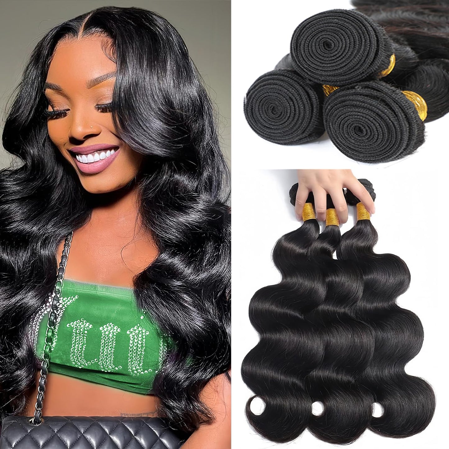 12A Human Hair Bundles 20 22 24 Inch Body Wave Bundles Human Hair 100% Brazilian Raw Bundles Human Hair Bundles Deals Human Hair Quick Weave Bundles Human Hair Natural Black