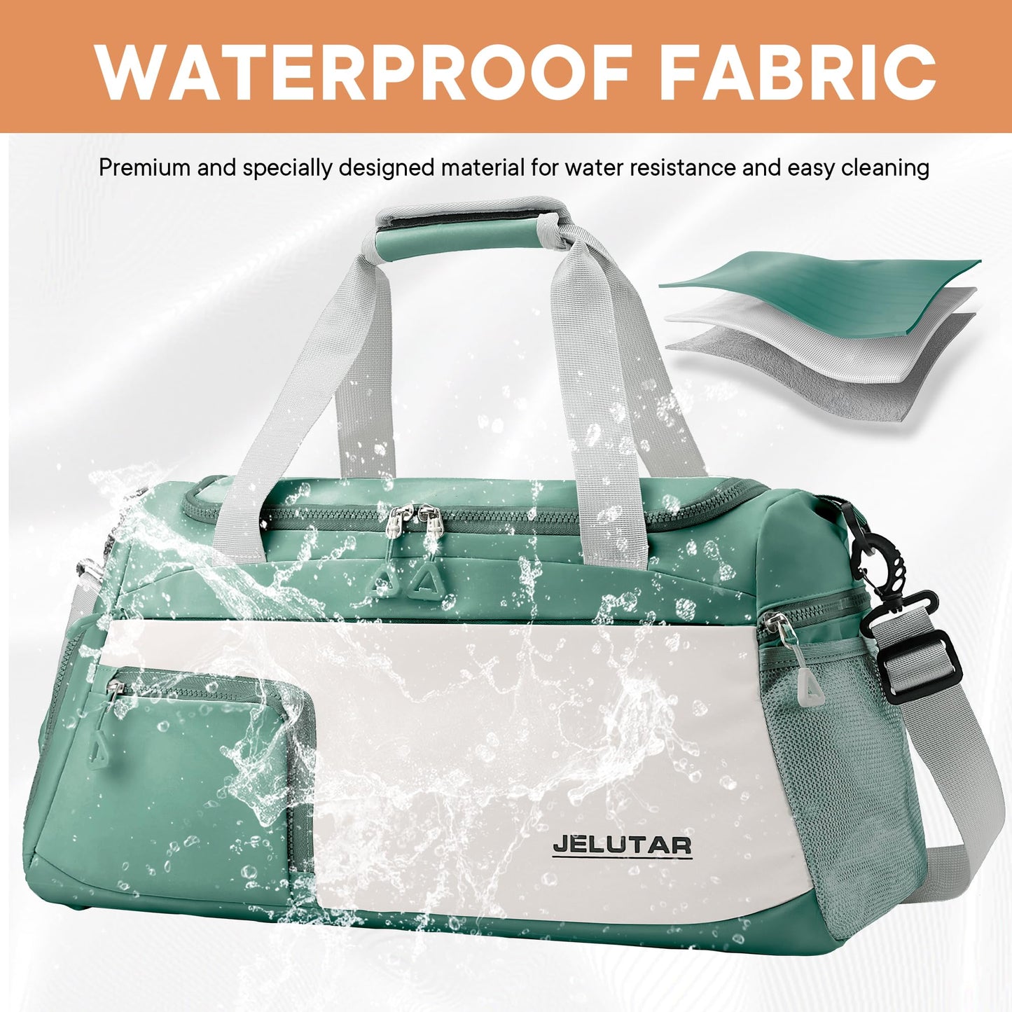 Gym Duffle Bag for Women - JELUTAR Small Carry on Travel Tote Bags Weekender Bags for Personal Item/Sports Gear with Shoe Compartment&Wetproof Pocket (Green/Beige)
