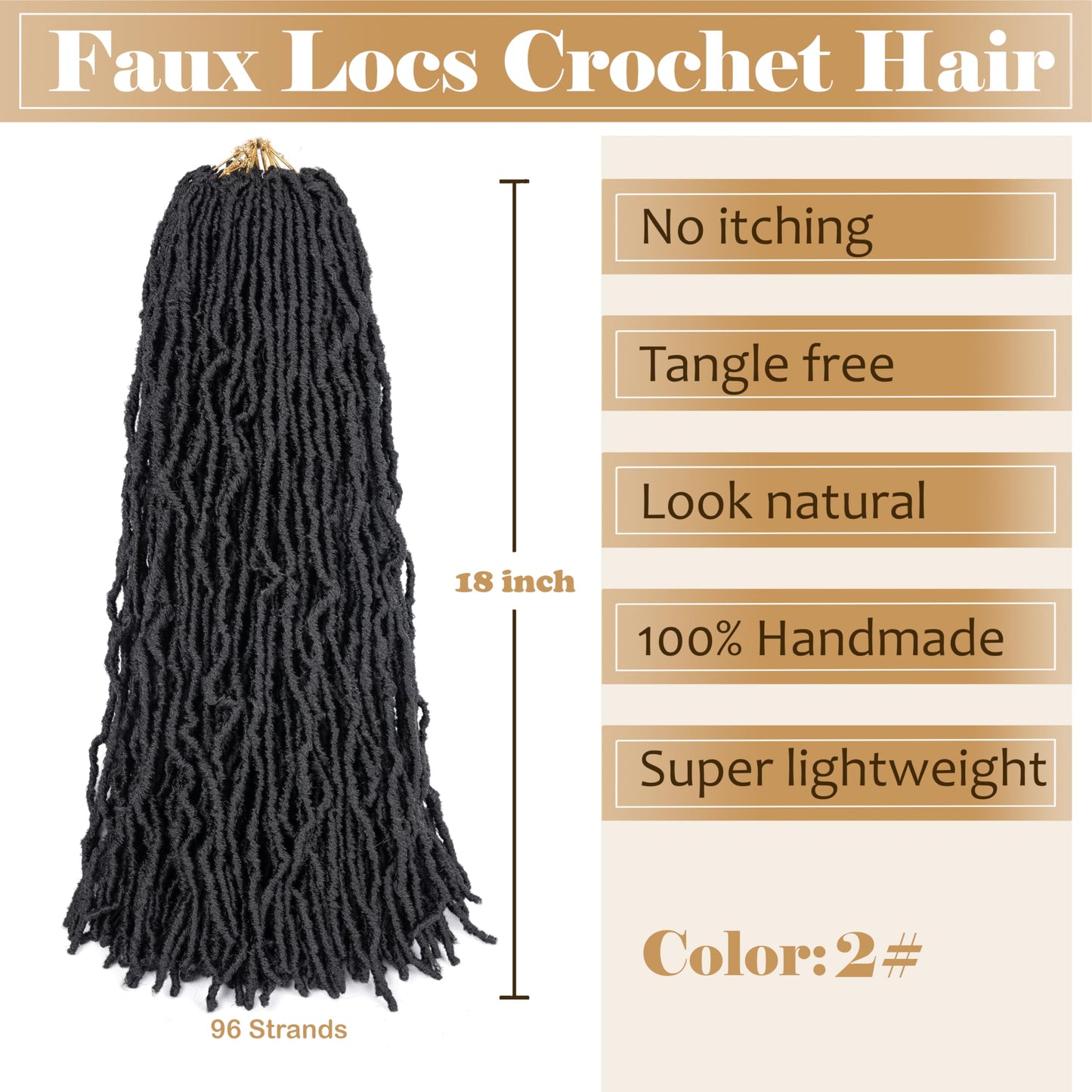 Faux Locs Crochet Hair Soft Locs 18 inch 7 Packs Short Pre Looped Crochet Locs Goddess Locs Crochet Hair For Black Women Braiding Hair Extensions (18 Inch (Pack of 7), 2#)
