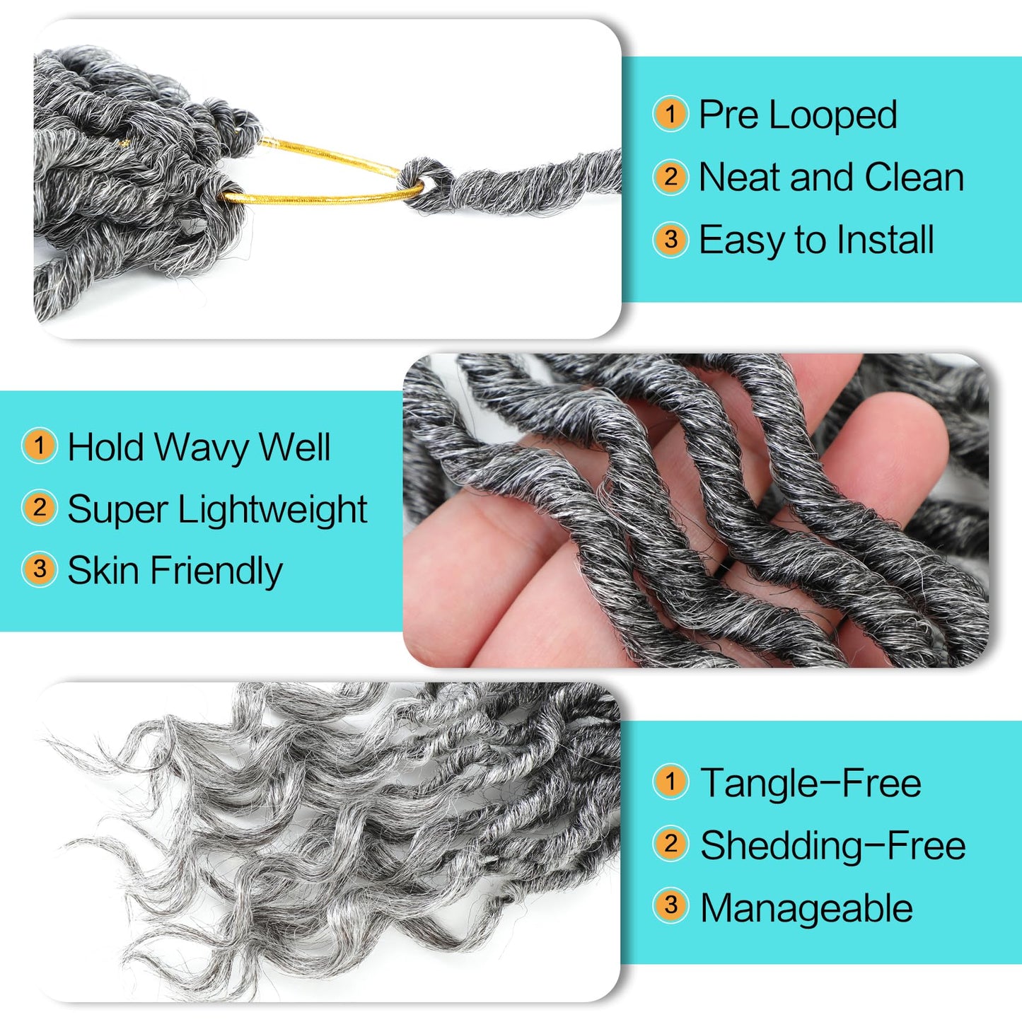 Karida Goddess Locs Crochet Hair 12 Inch, 8 Packs Upgraded Crochet Hair for Black Women, Pre Looped Crochet Faux Locs With Curly Ends (12 Inch (Pack of 8), TGray#)