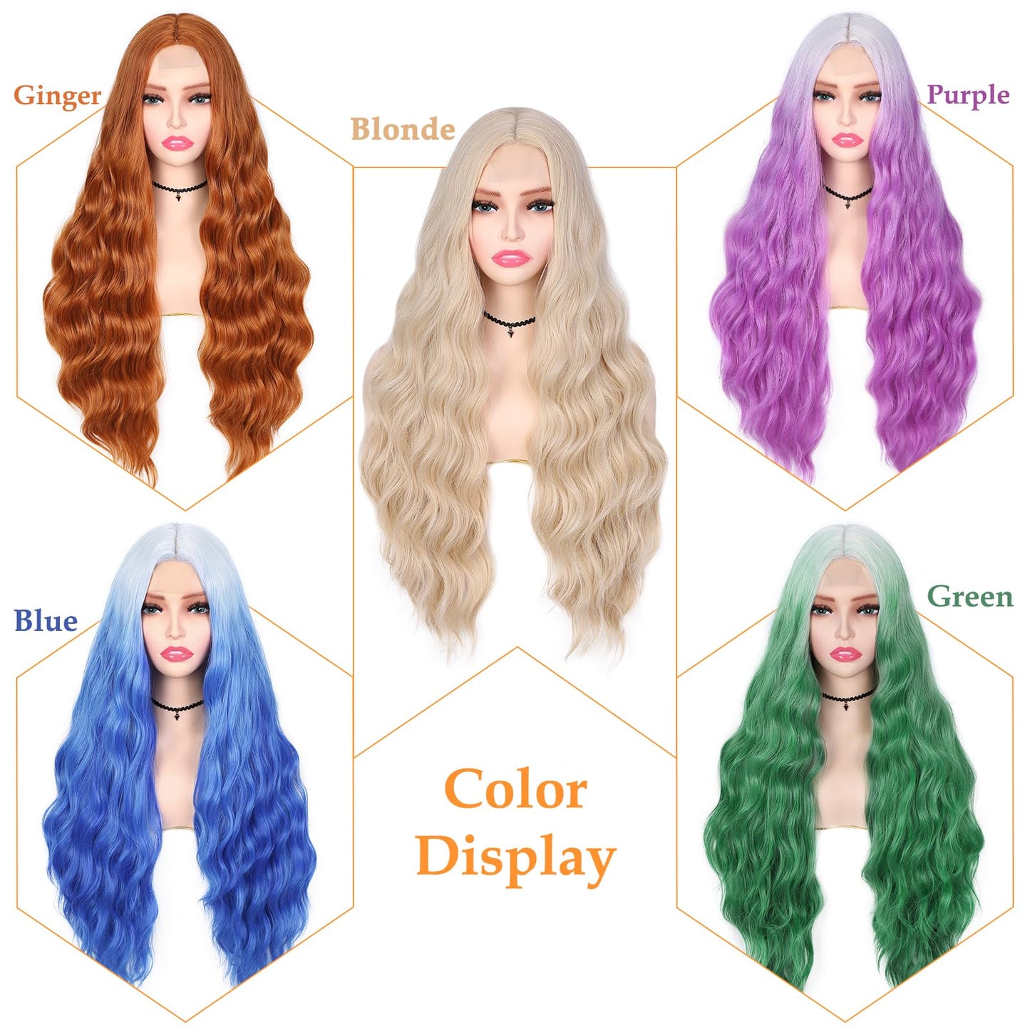 HANNE long Blonde Wig Middle Part Ash Blond Long Wavy Wigs Heat Resistant Platinum Blonde Wig for White Women (Blond Wavy Wig)