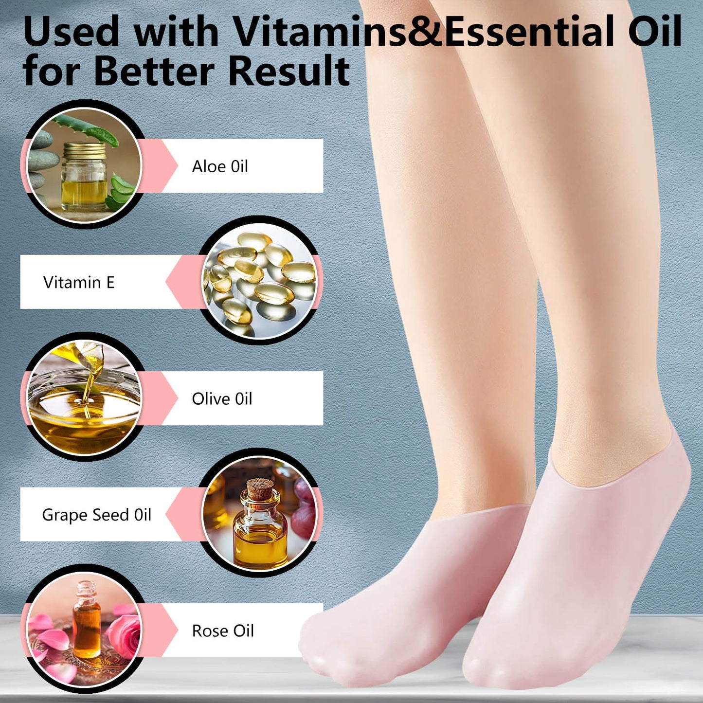 2 Pair Silicone Moisturizing Socks Gloves Set, Gel Socks for Dry Cracked Feet Women Men, Lotion Aloe Spa Pedicure Socks for Foot Softening Care, Silicone Hand and Feet Gloves (Pink)
